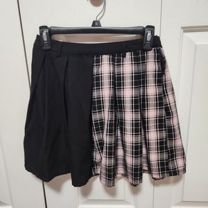 Hot Topic Two Tone Pink and Black Plaid Skirt